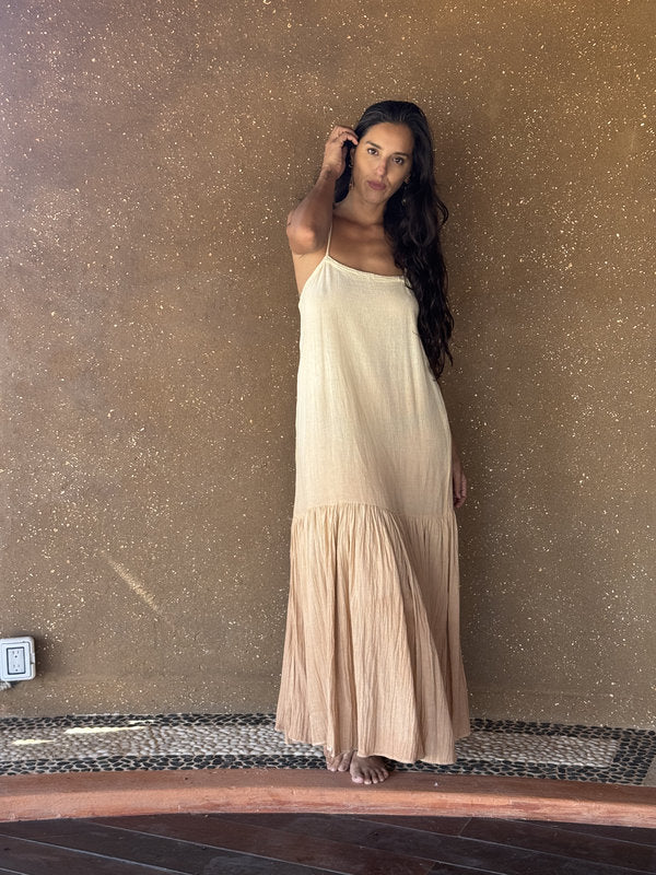 Vestido Adriana Degradado Natural Beige
