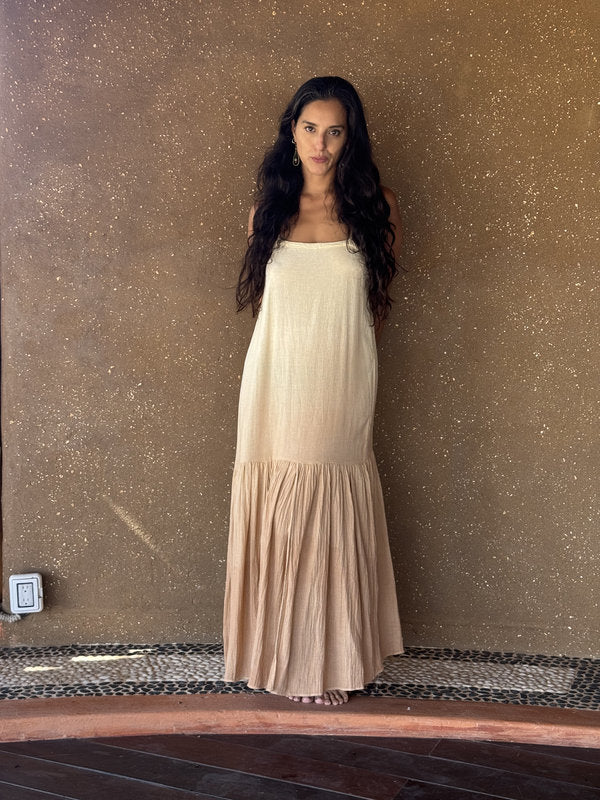 Vestido Adriana Degradado Natural Beige