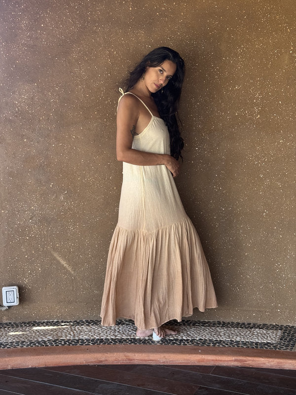 Vestido Adriana Degradado Natural Beige