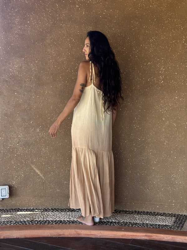 Vestido Adriana Degradado Natural Beige