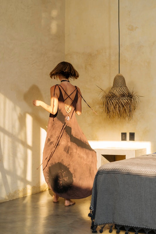 Vestido Amara Tie Dye Café - Negro