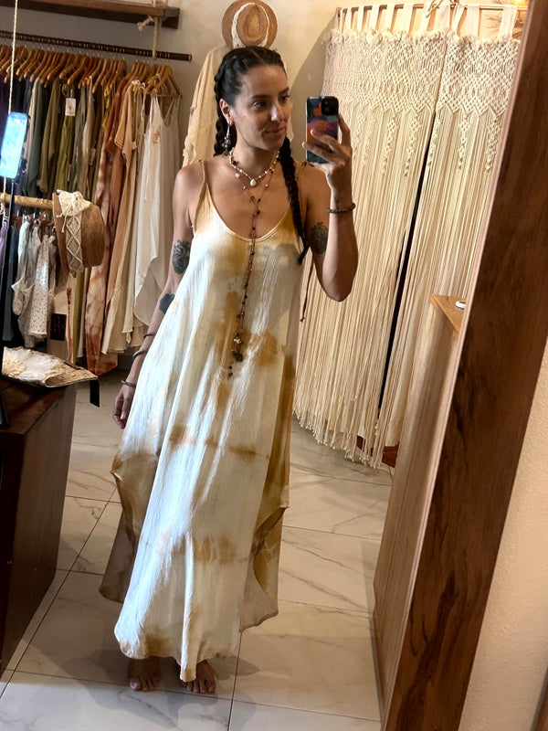 Amara Beige Tie Dye Dress