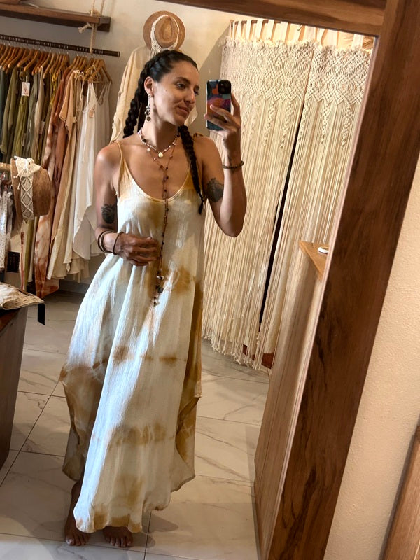 Amara Beige Tie Dye Dress