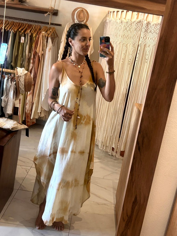 Amara Beige Tie Dye Dress