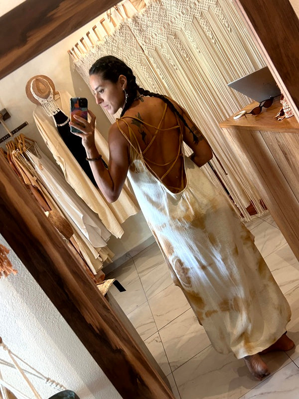 Amara Beige Tie Dye Dress
