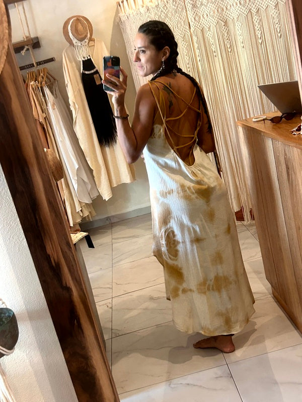 Amara Beige Tie Dye Dress