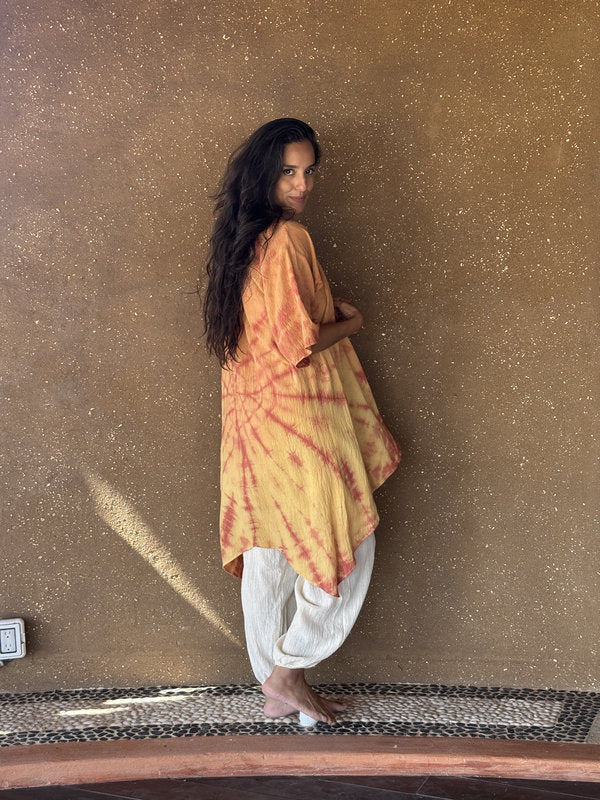 Kimono Camelia Tie Dye Espiral Total Coral