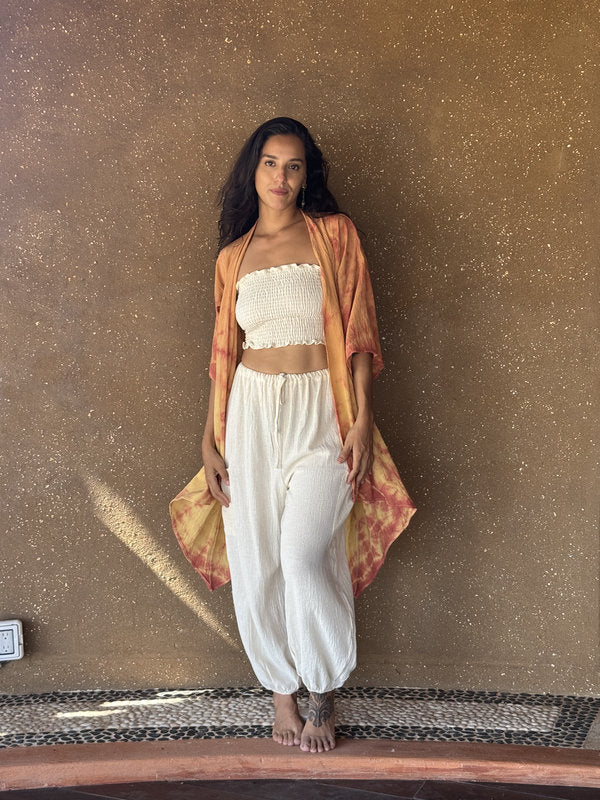 Kimono Camelia Tie Dye Espiral Total Coral