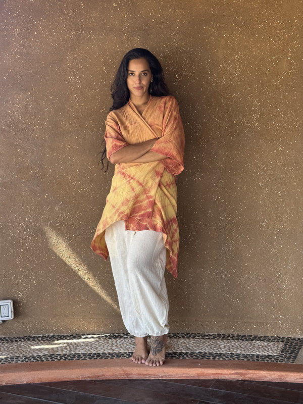 Kimono Camelia Tie Dye Espiral Total Coral