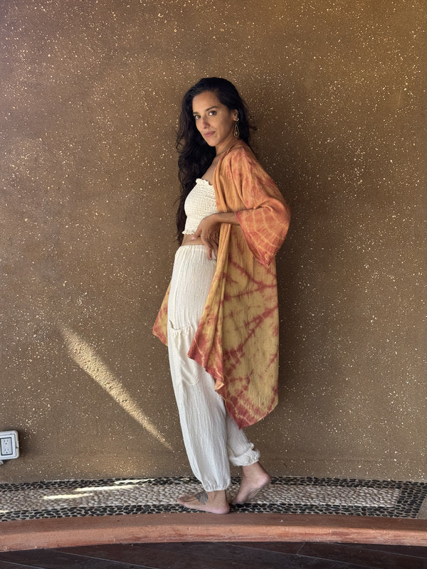 Kimono Camelia Tie Dye Espiral Total Coral