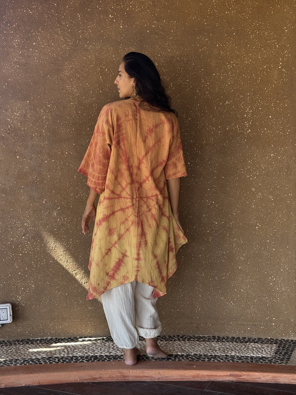 Kimono Camelia Tie Dye Espiral Total Coral