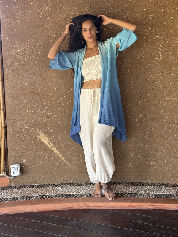 Kimono Camelia Degradado Turquesa