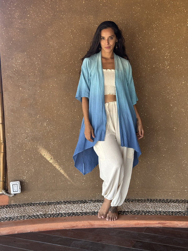 Kimono Camelia Degradado Turquesa