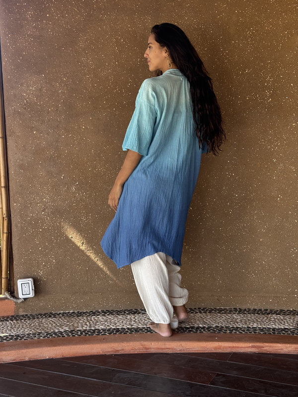 Kimono Camelia Degradado Turquesa