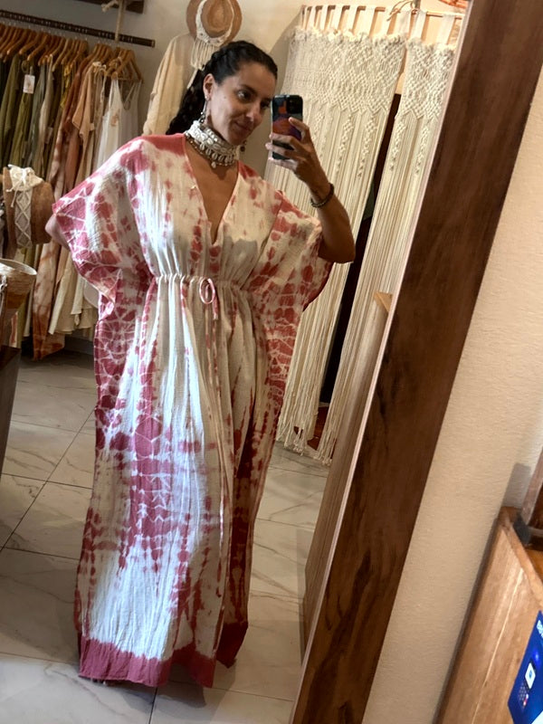 Vestido Catalina Tie Dye Rosa Coral