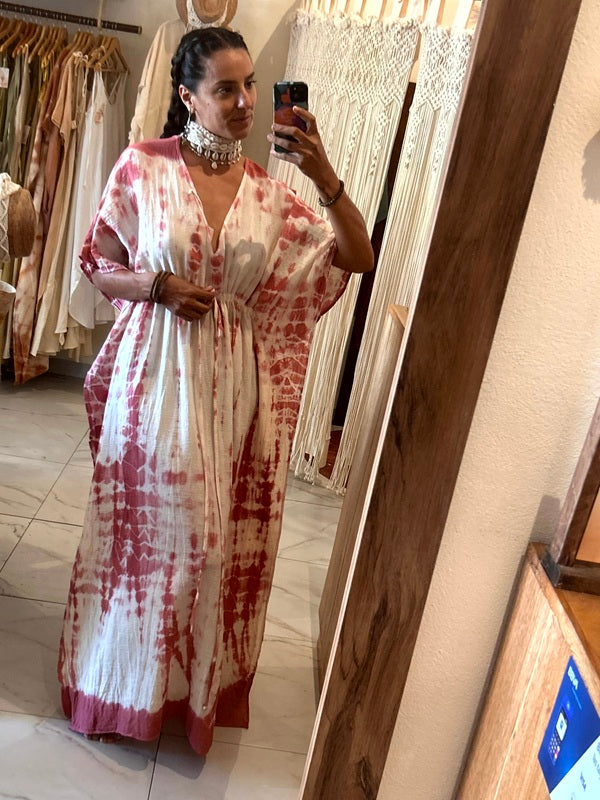 Vestido Catalina Tie Dye Rosa Coral