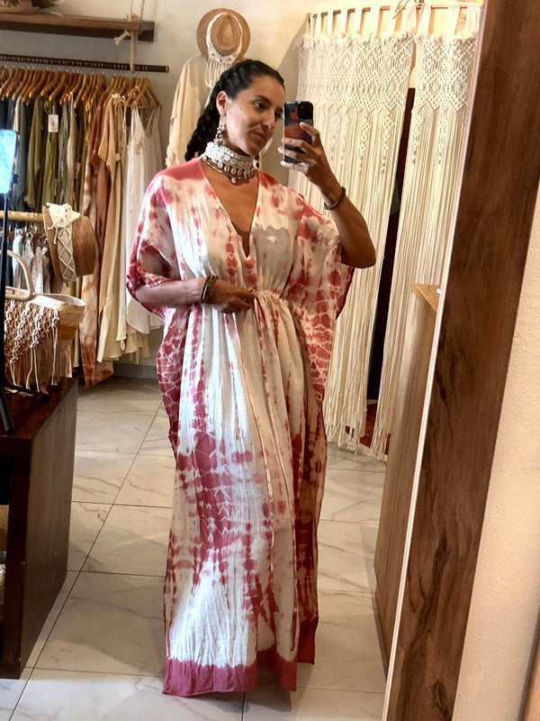 Vestido Catalina Tie Dye Rosa Coral