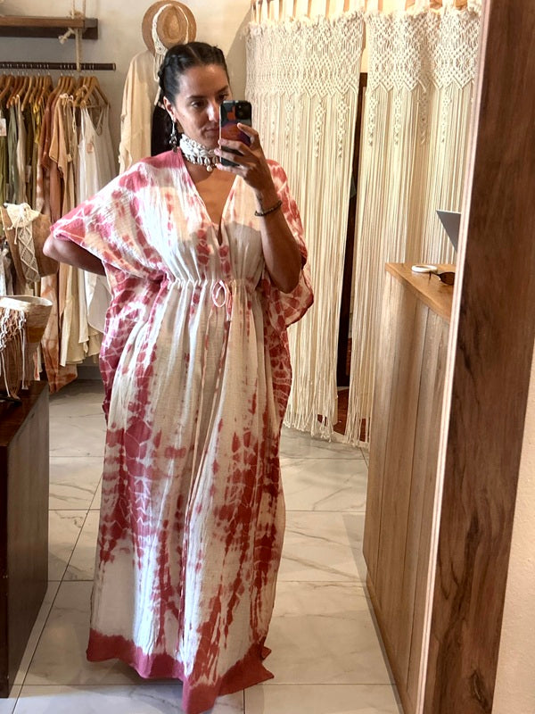 Vestido Catalina Tie Dye Rosa Coral