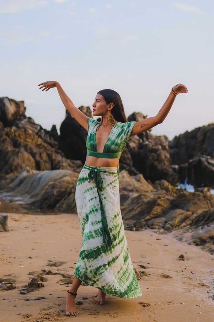 Falda Flora Tie Dye Verde