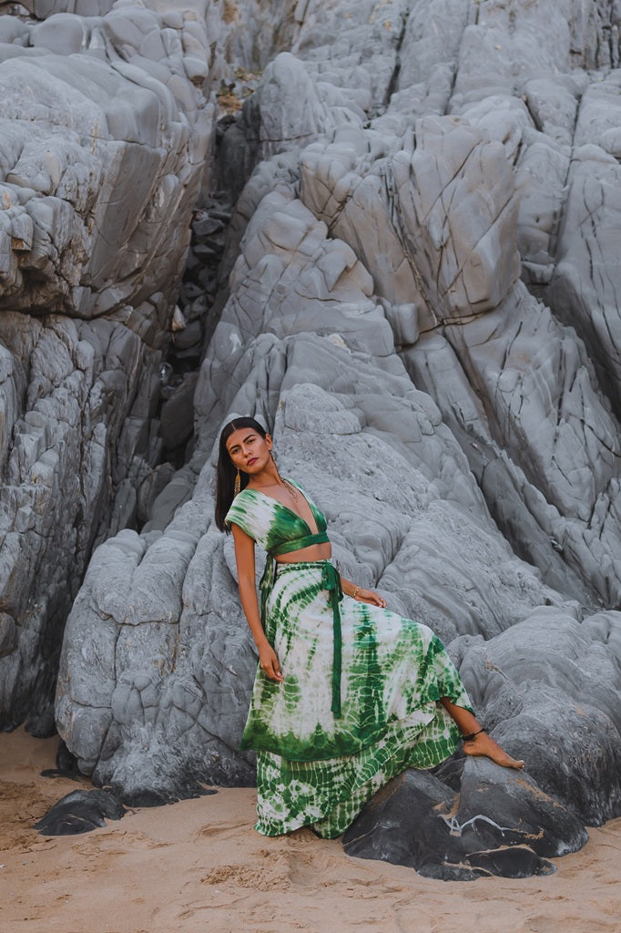 Falda Flora Tie Dye Verde