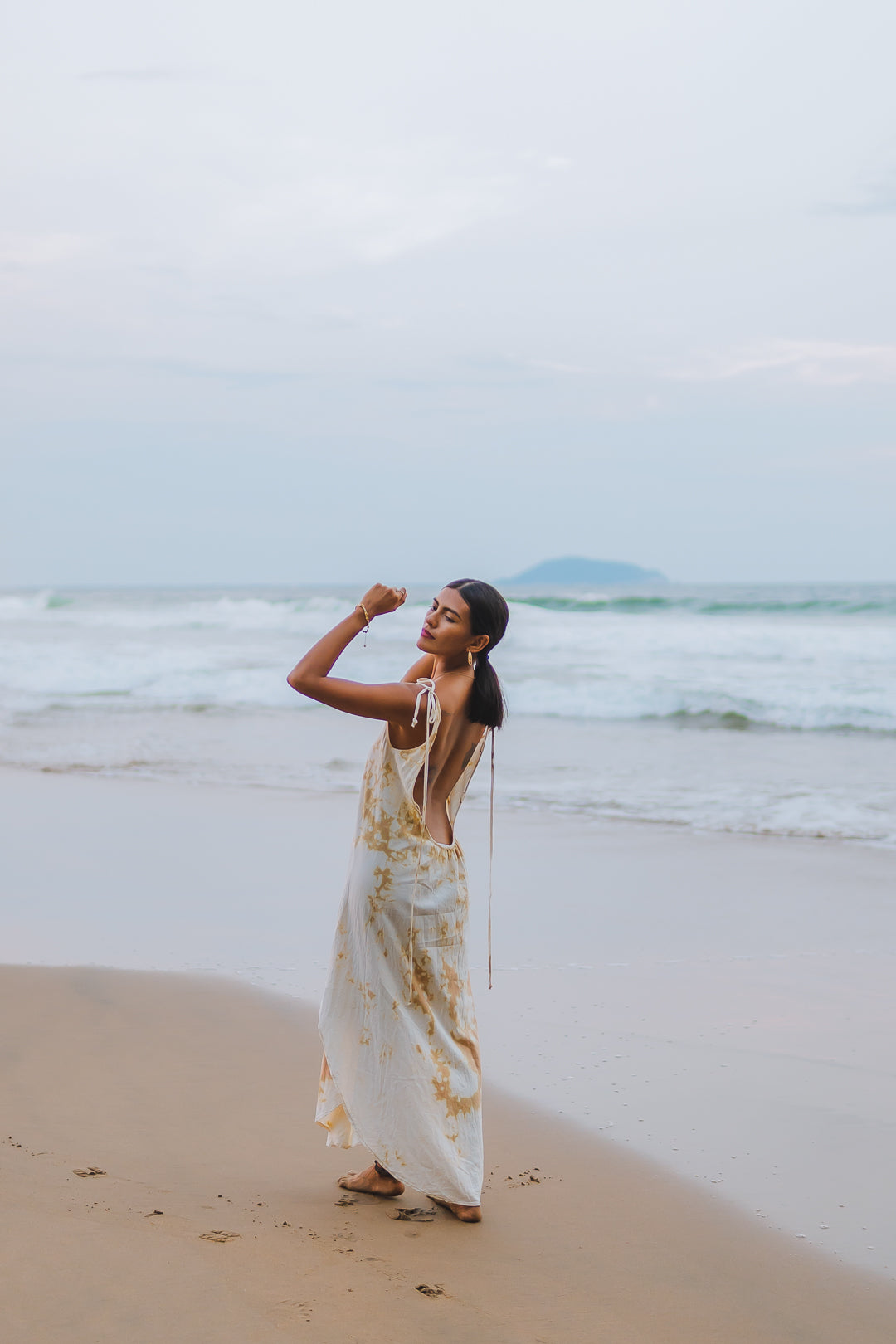 Amara Beige Tie Dye Dress