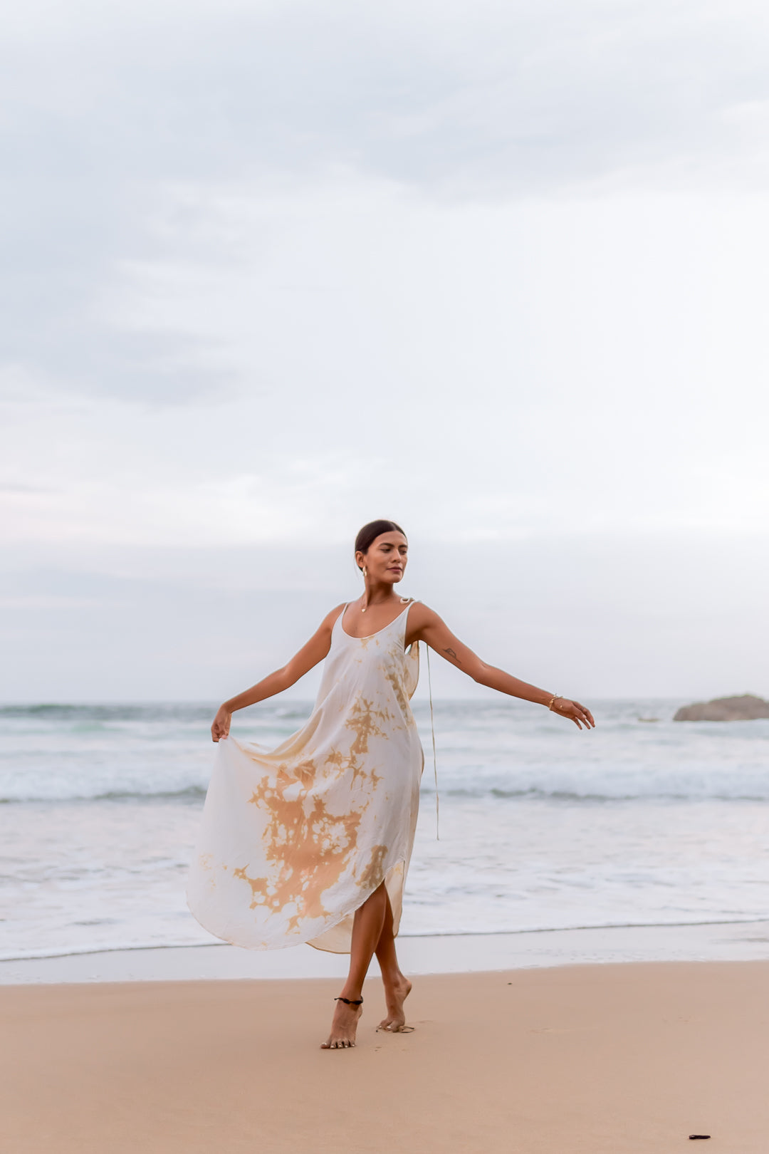 Amara Beige Tie Dye Dress