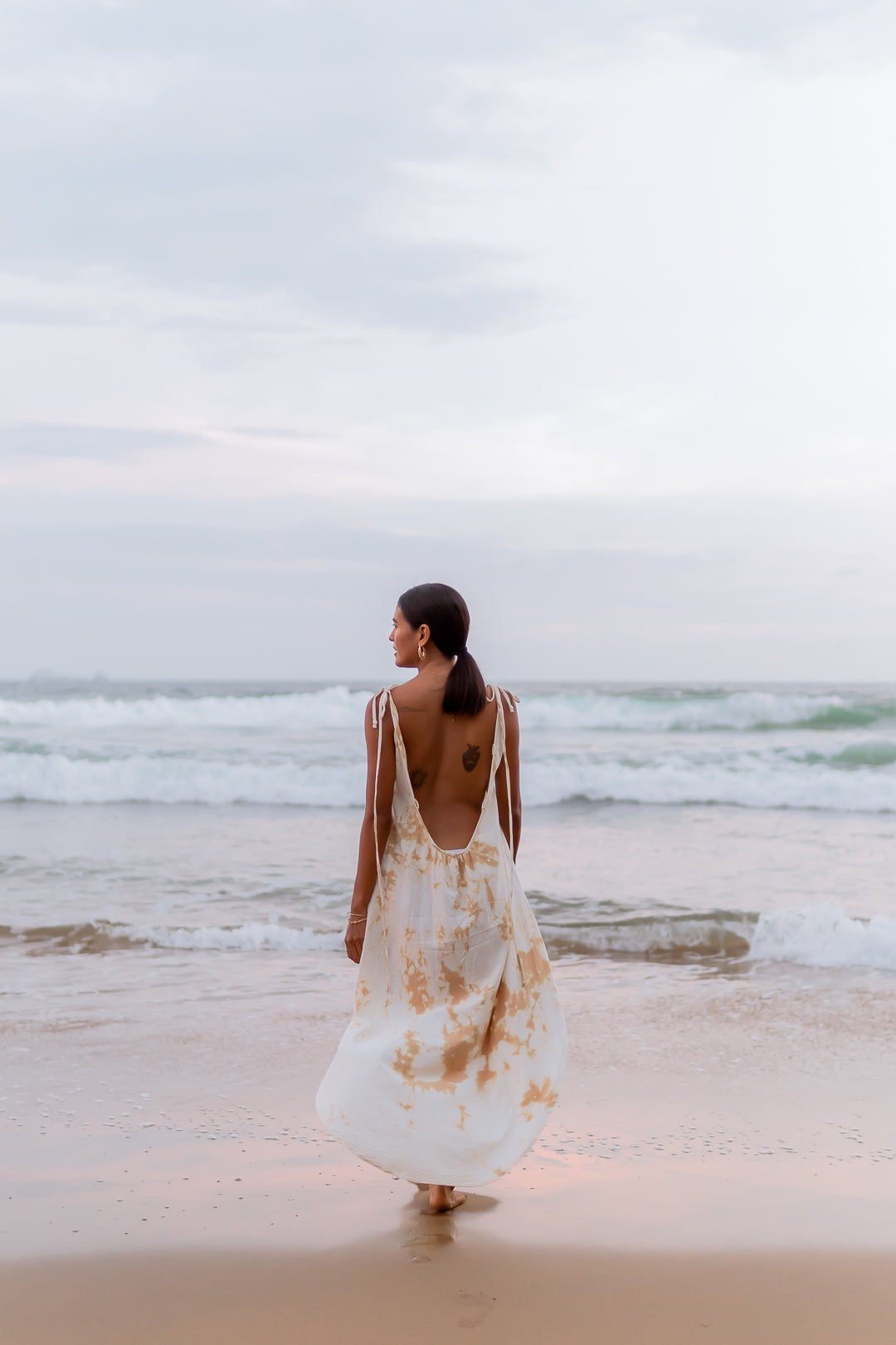 Amara Beige Tie Dye Dress