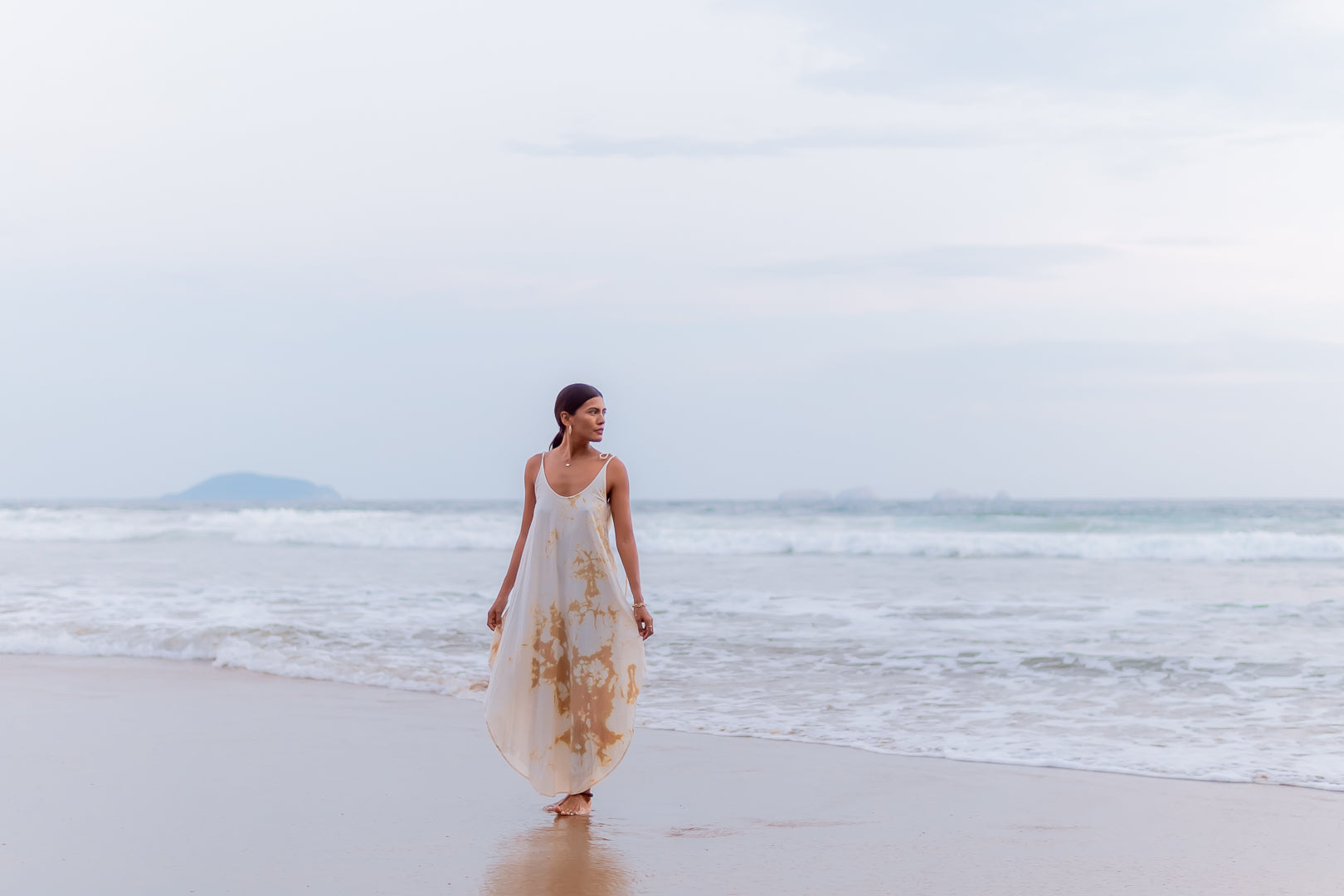 Amara Beige Tie Dye Dress