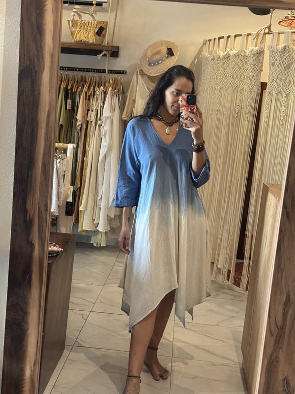 Vestido Esperanza Degradado Azul - Natural