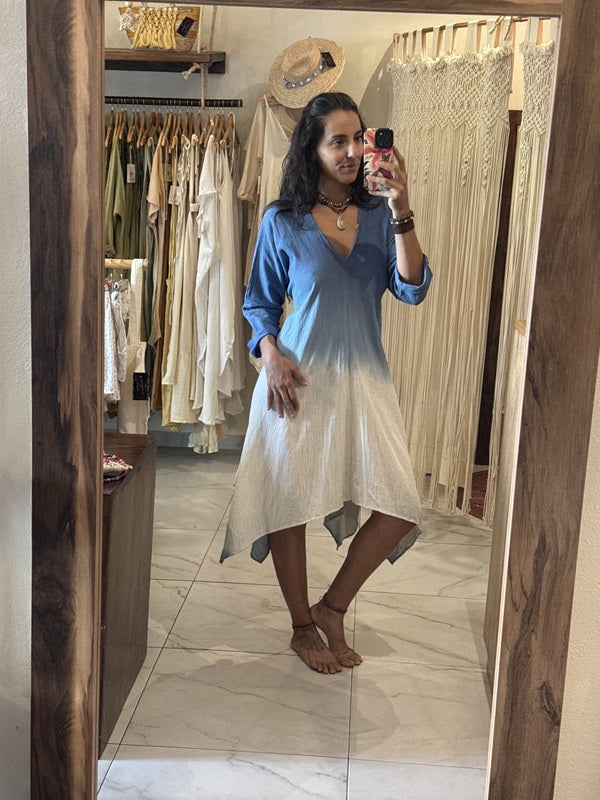 Vestido Esperanza Degradado Azul - Natural
