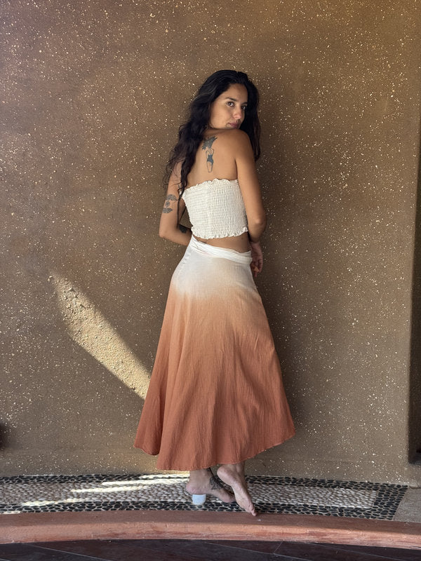 Falda Flora Degradado Mamey