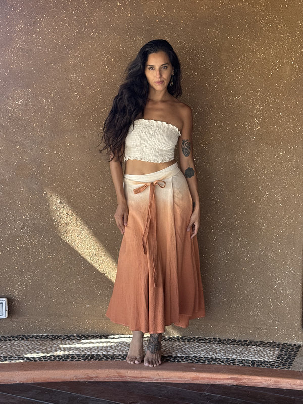 Falda Flora Degradado Mamey