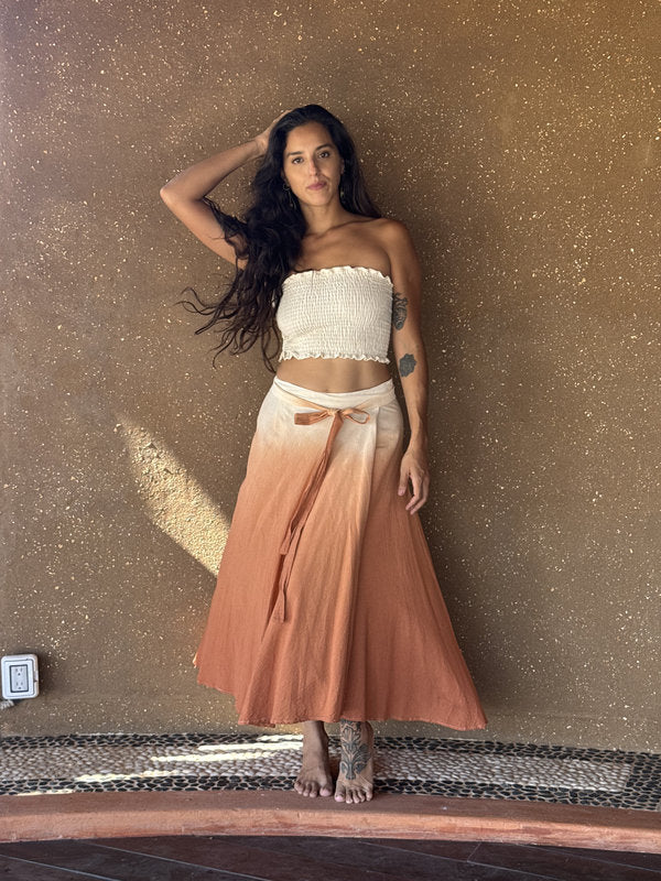 Falda Flora Degradado Mamey