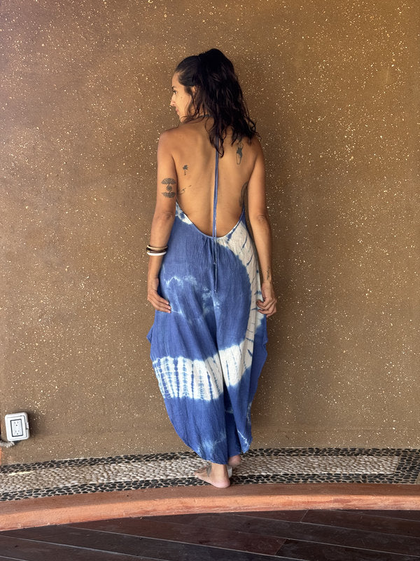 Vestido Freda Tie Dye Caminos Azul Marino