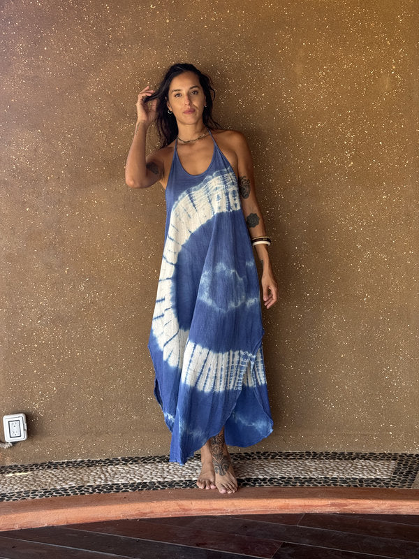 Vestido Freda Tie Dye Caminos Azul Marino