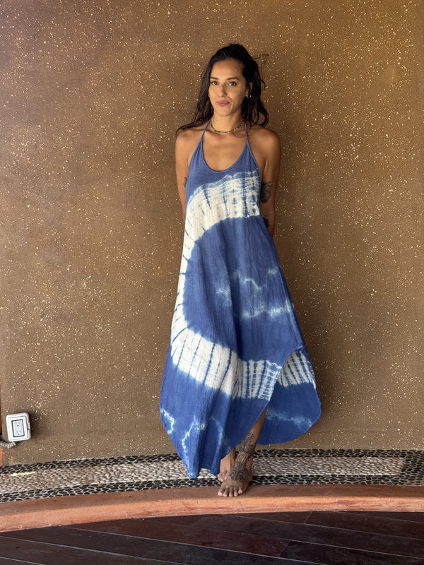 Vestido Freda Tie Dye Caminos Azul Marino