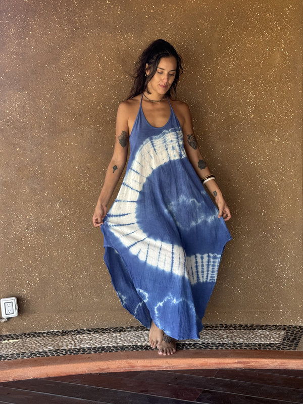 Vestido Freda Tie Dye Caminos Azul Marino