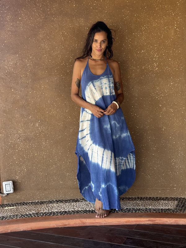 Vestido Freda Tie Dye Caminos Azul Marino
