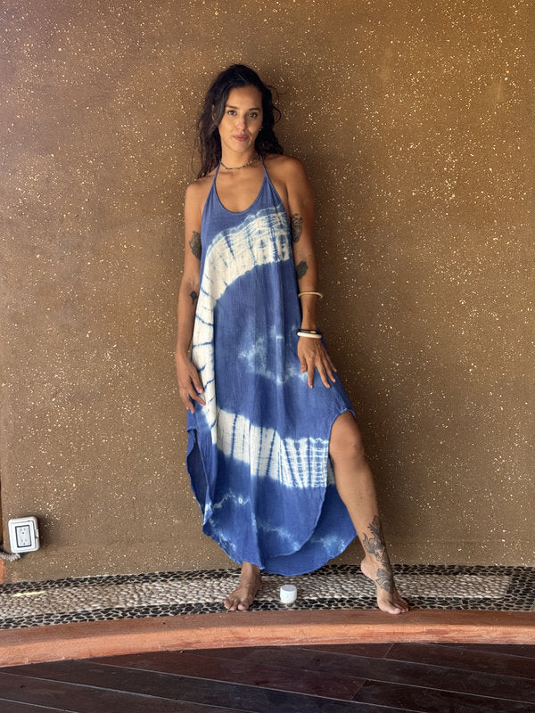 Vestido Freda Tie Dye Caminos Azul Marino
