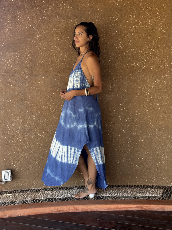 Vestido Freda Tie Dye Caminos Azul Marino