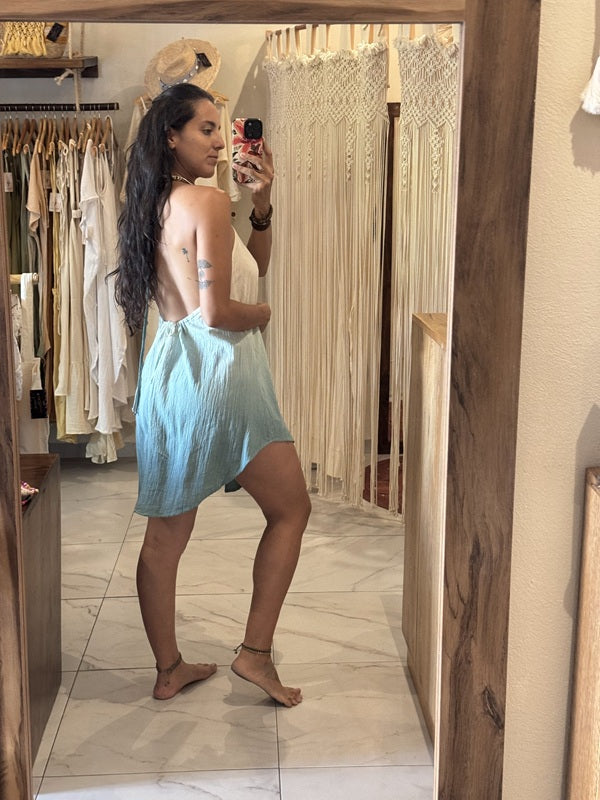 Vestido Freda Corto Degradado Blanco - Aqua