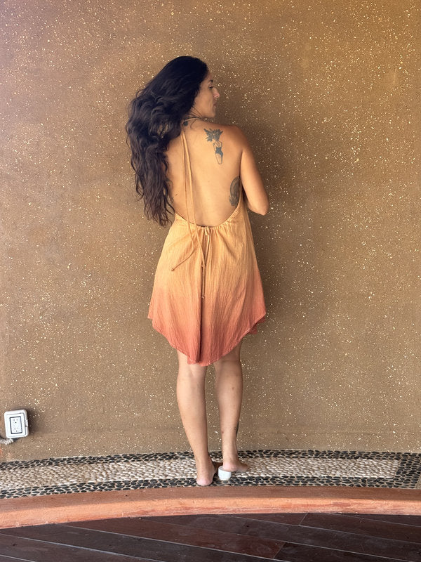 Vestido Freda Corto Degradado Atardecer Coral