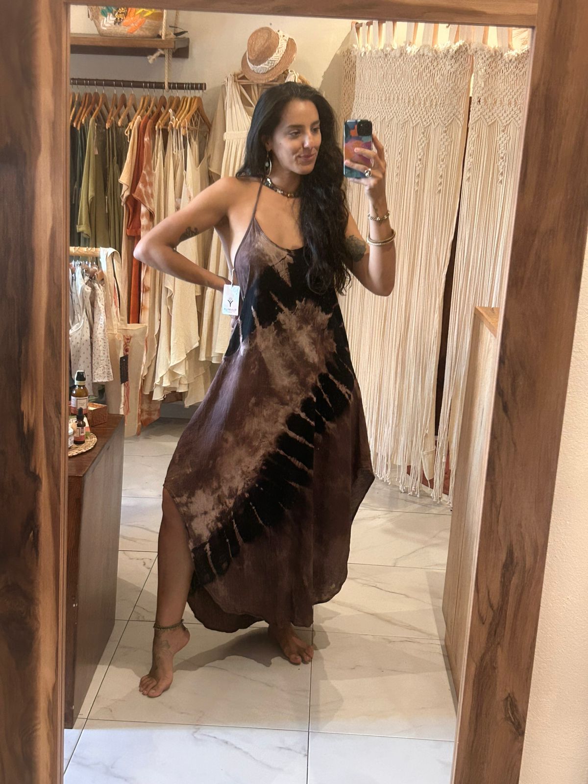 Vestido Freda Tie Dye Negro - Café