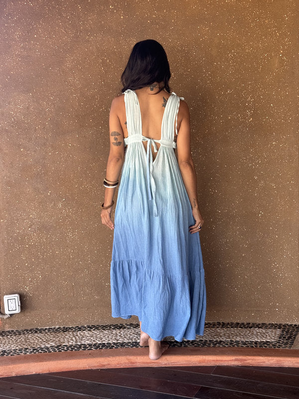 Vestido Julieta Maxi Degradado Azul Medio
