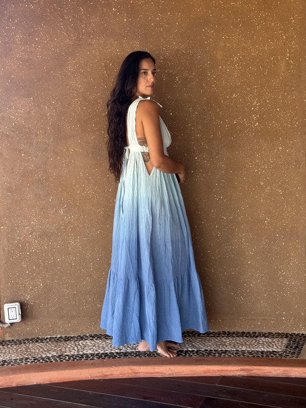 Vestido Julieta Maxi Degradado Azul Medio
