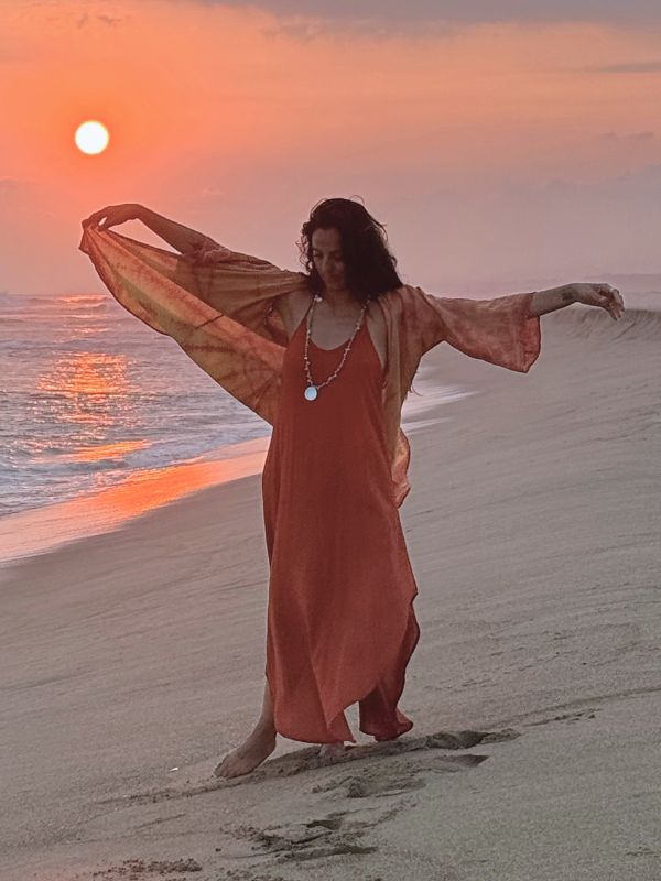 Kimono Camelia Tie Dye Espiral Total Coral