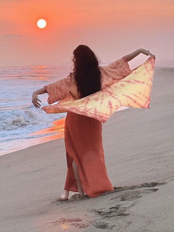 Kimono Camelia Tie Dye Espiral Total Coral