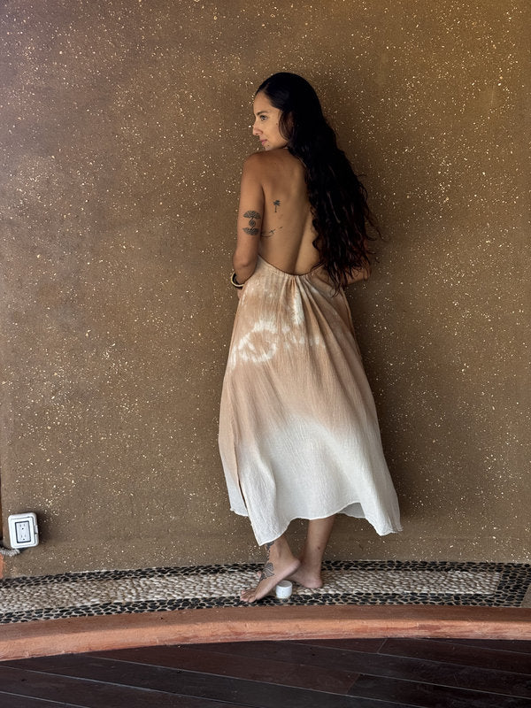 Vestido Luna Tie Dye Nubes Natural Café