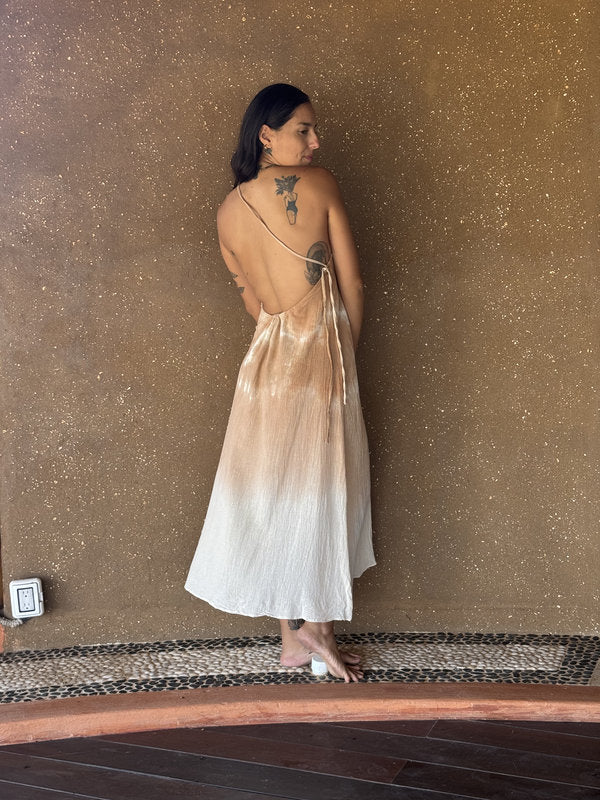 Vestido Luna Tie Dye Nubes Natural Café