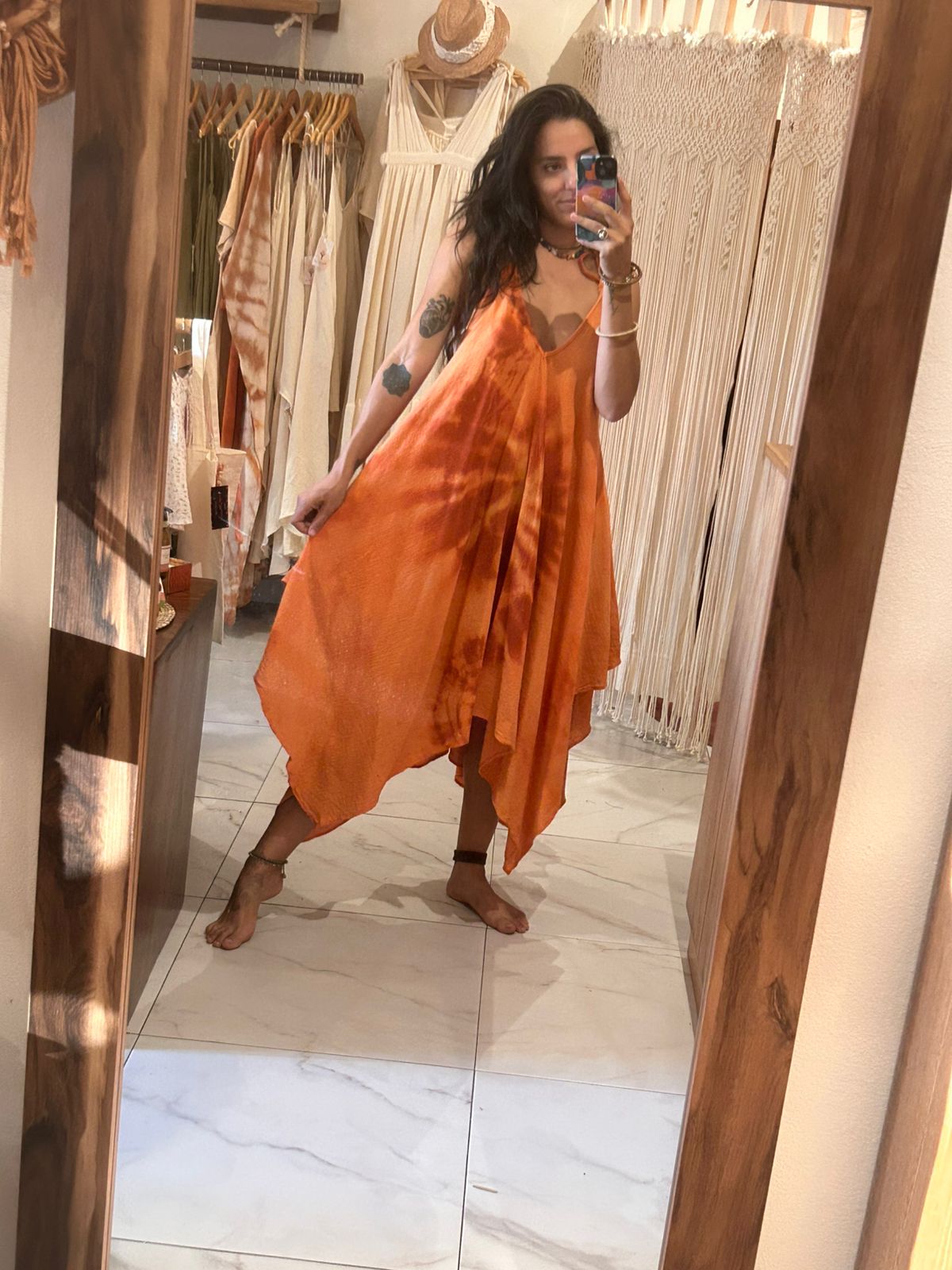 Vestido Luisa Tie Dye Naranja - Shedron